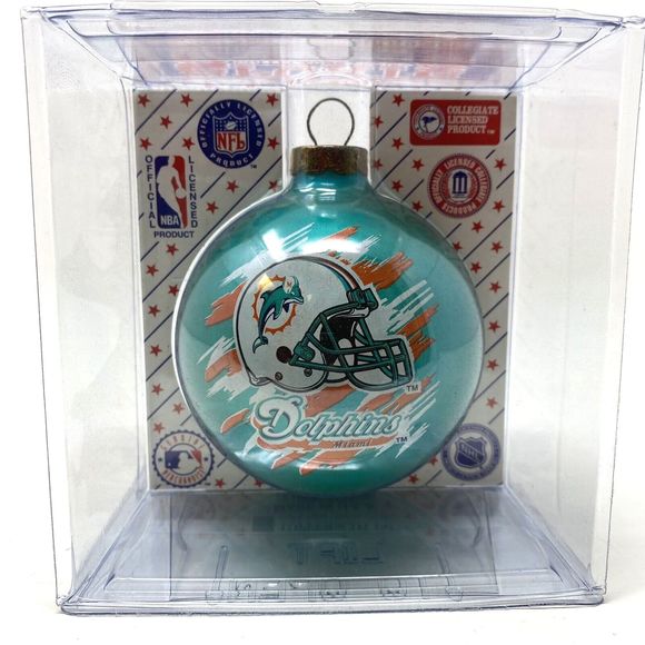 Miami Dolphins Glass Christmas Ball Ornament NFL Sports Collector Series Vintage - Picture 1 of 7